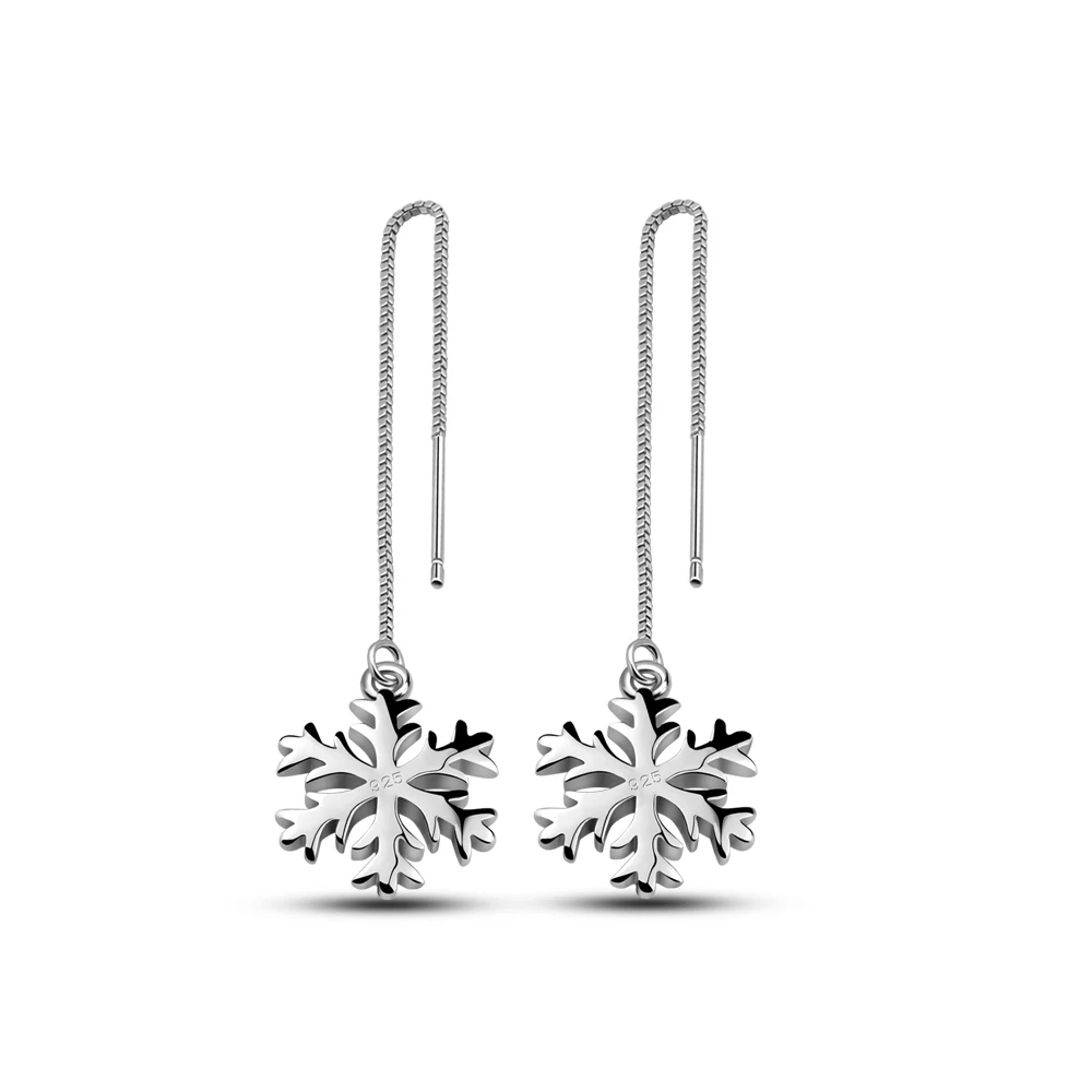 Fashion 925 Sterling Silver Snowflake Drop Tassle Earrings For Women Christmas Gift Decorations for Home Party Dress Decor