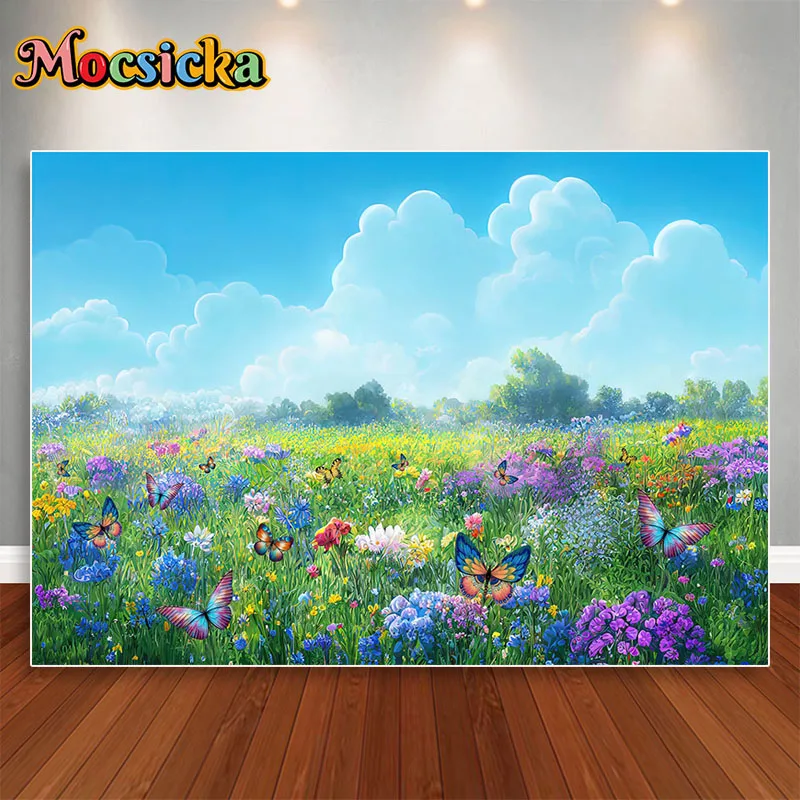 Mocsicka Nature Photography Background Wall Art Red Flower Landscape Painting on Canvas Abstract Modern Blossom Floral 
