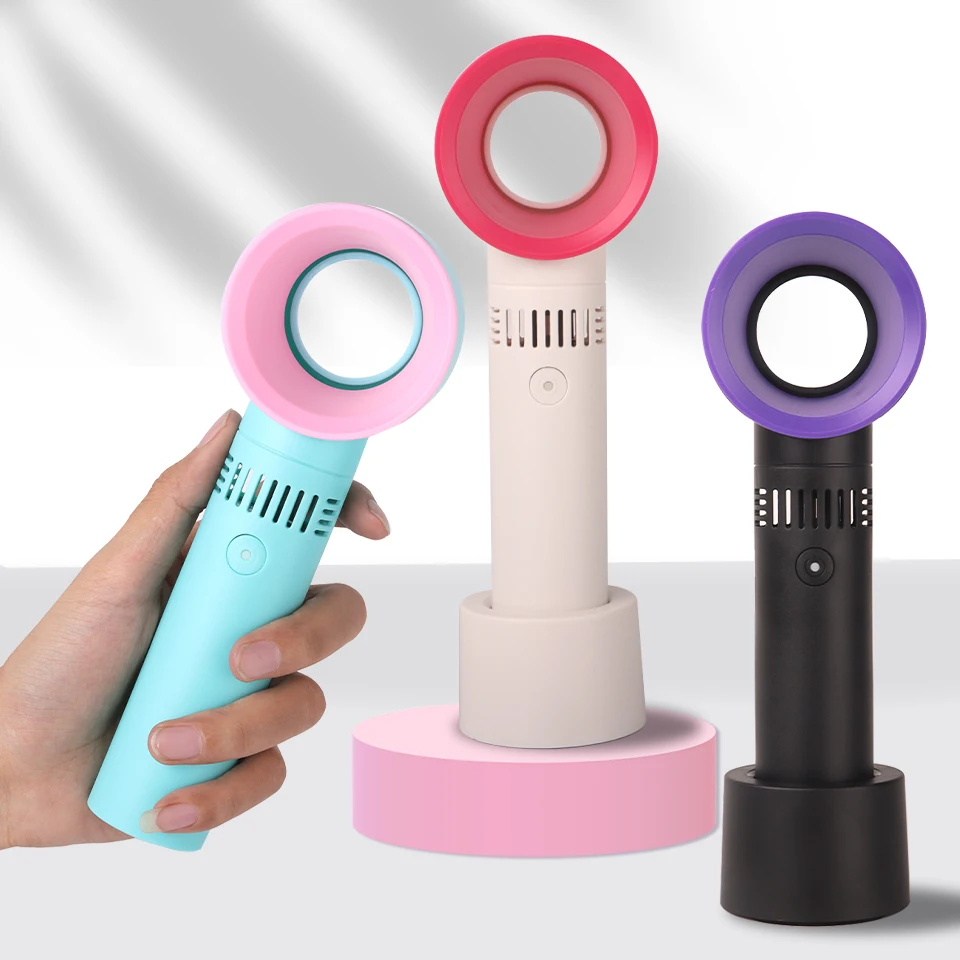 THINKSHOW Portable USB Charging Fan Bladeless Fan Electricity Consumption Weather Mini Machine for Eyelash Extenion False Nail