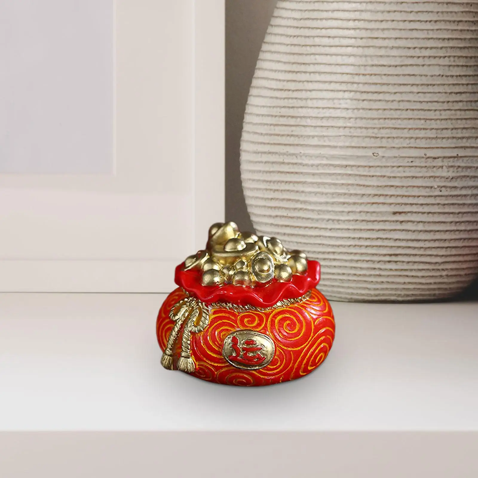 Lucky Bag Statue Resin Decoration Collectible Table Sculpture for Office Fireplace Mantel Shelf Entrance Cabinet Living Room