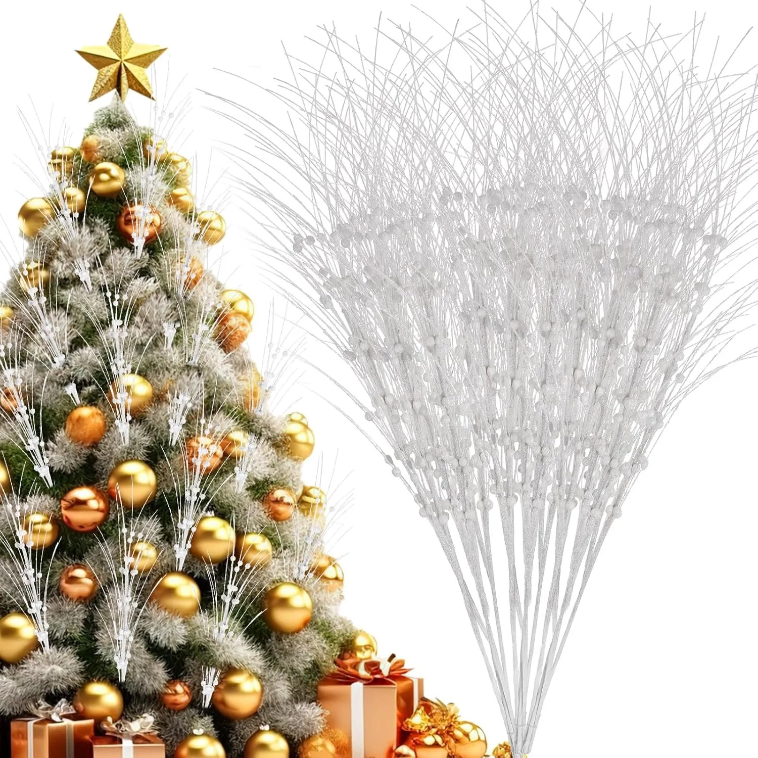1/3 Stück Künstlicher Beerenstrauß 40CM Künstliche Pflanze Weihnachtsbaum-Dekoration für Zuhause Vase Deko Neujahrs-Ornamente Zubehör