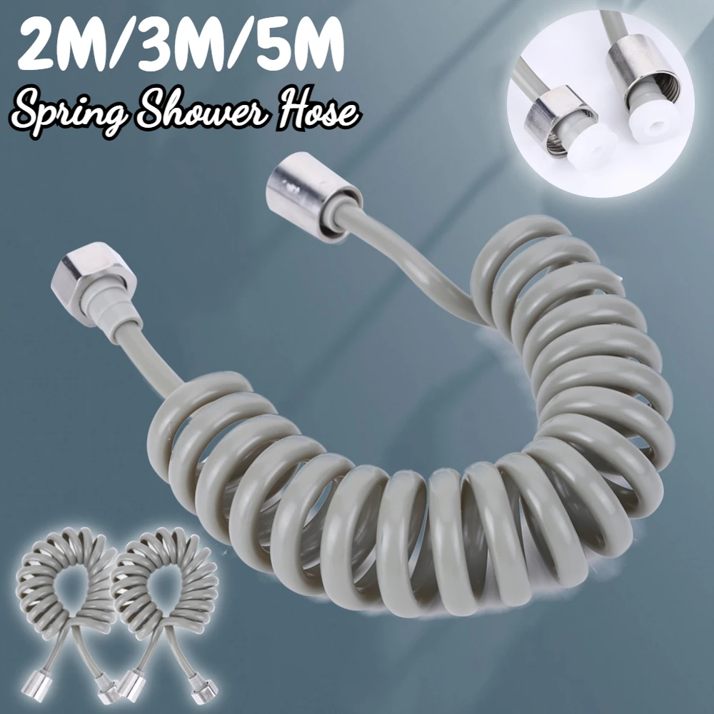 

2/3/5M Spring Shower Hose Meters Water Plumbing Hose Flexible Telephone Line Water Hose for Bathroom Water Toilet Bidet Sprayer