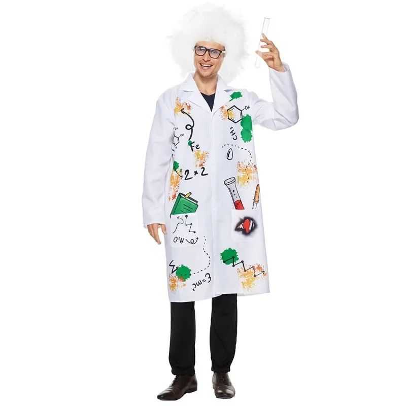 

Funny Lab Coat Crazy Scientist Cosplay Costume School Stage Performances Halloween Carnival Parties Costume for Men Women