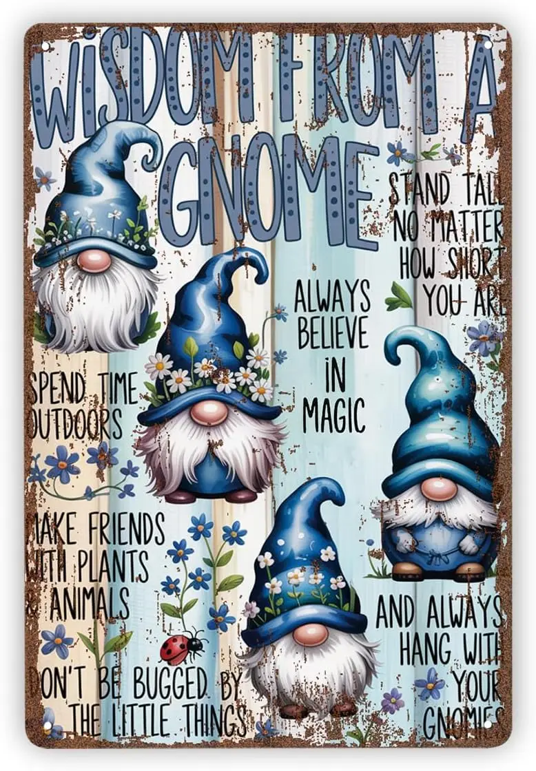 Funny Vintage Metal Tin Signs, from A Gnome Advice Sign, Gift for Gnome Lover, Funny Sayings, Coworker Gifts, Christmas Gifts, C