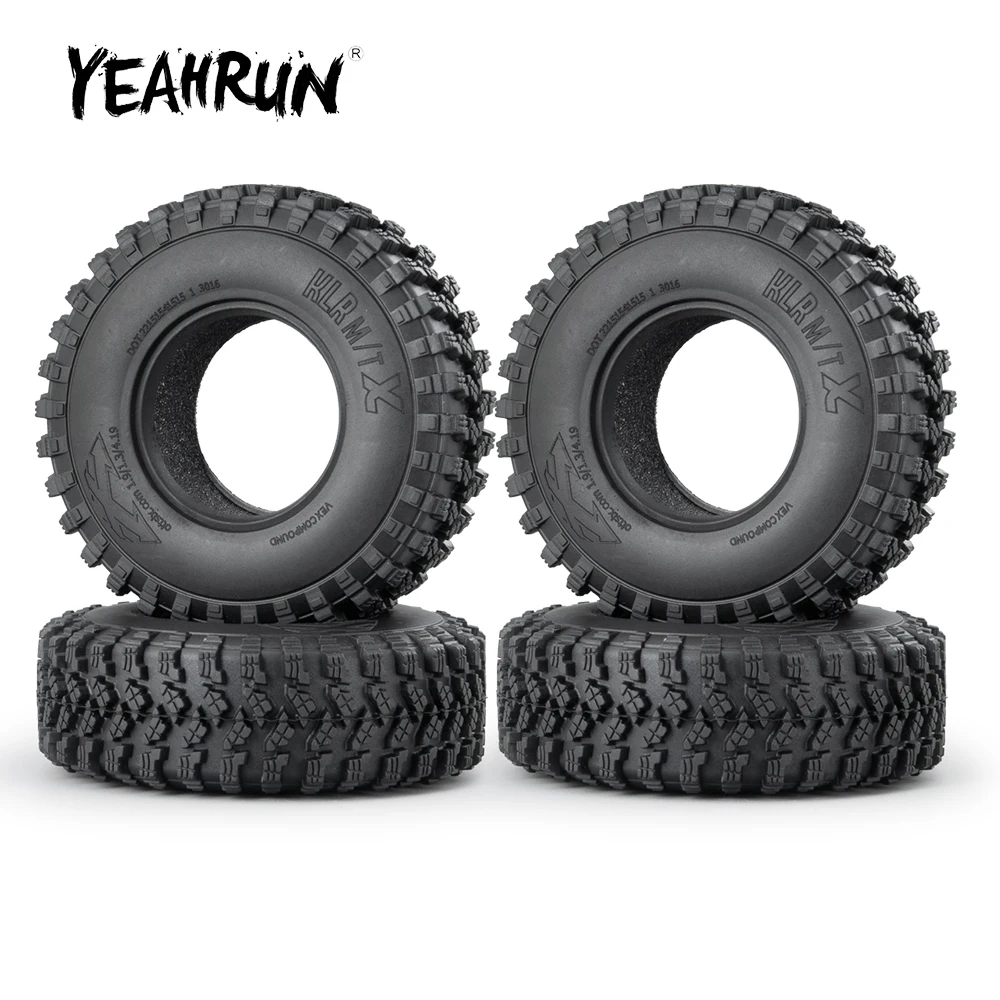 YEAHRUN 1/4Pcs 1.9inch 106mm Beadlock Rubber Wheel Tires with Inner Foam for Axial SCX10 1/10 RC Crawler Car Model Upgrade Parts