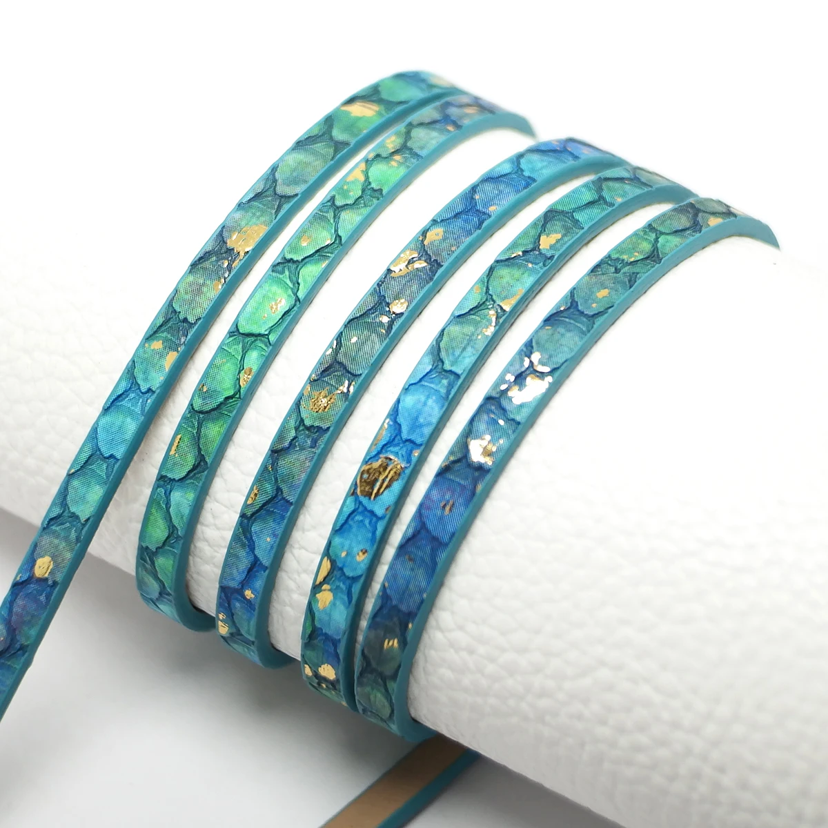 1.2meter Cyan Soft Leather Cord,5mm Vintage Leather Strip,Golden Shiny Craft Cord,Bracelet Making，Jewelry Necklace Cord
