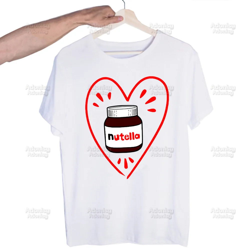 Nutella Kawaii T Shirt Men Retro Washed Tops Tees Harajuku Graphic Cute Cartoon Peanut Butter Streetwear Hip Hop Male T-shirts