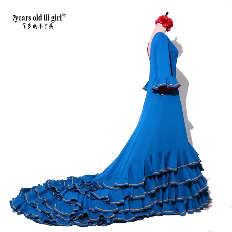 Saia batata de flamenco espanhollilgirl de 7 anos com um casaco e uma lata dentro para trajes de performance femininos cwq41