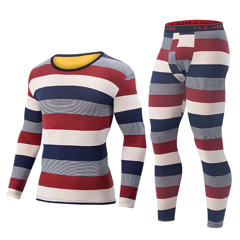 Herren Herbst-Winter Thermo-Unterwäsche-Set Goldenes Fleece Verdickte Europäische und US-Größen Modisch Bedruckte Lange Unterhosen Warme Basisschicht Oberteil – Detail 5