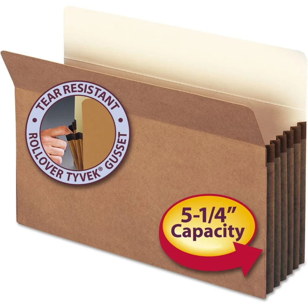 

Smead File Pocket, Straight-Cut Tab, 5-1/4 Expansion, Legal Size, Redrope, 50 per Carton (74810)