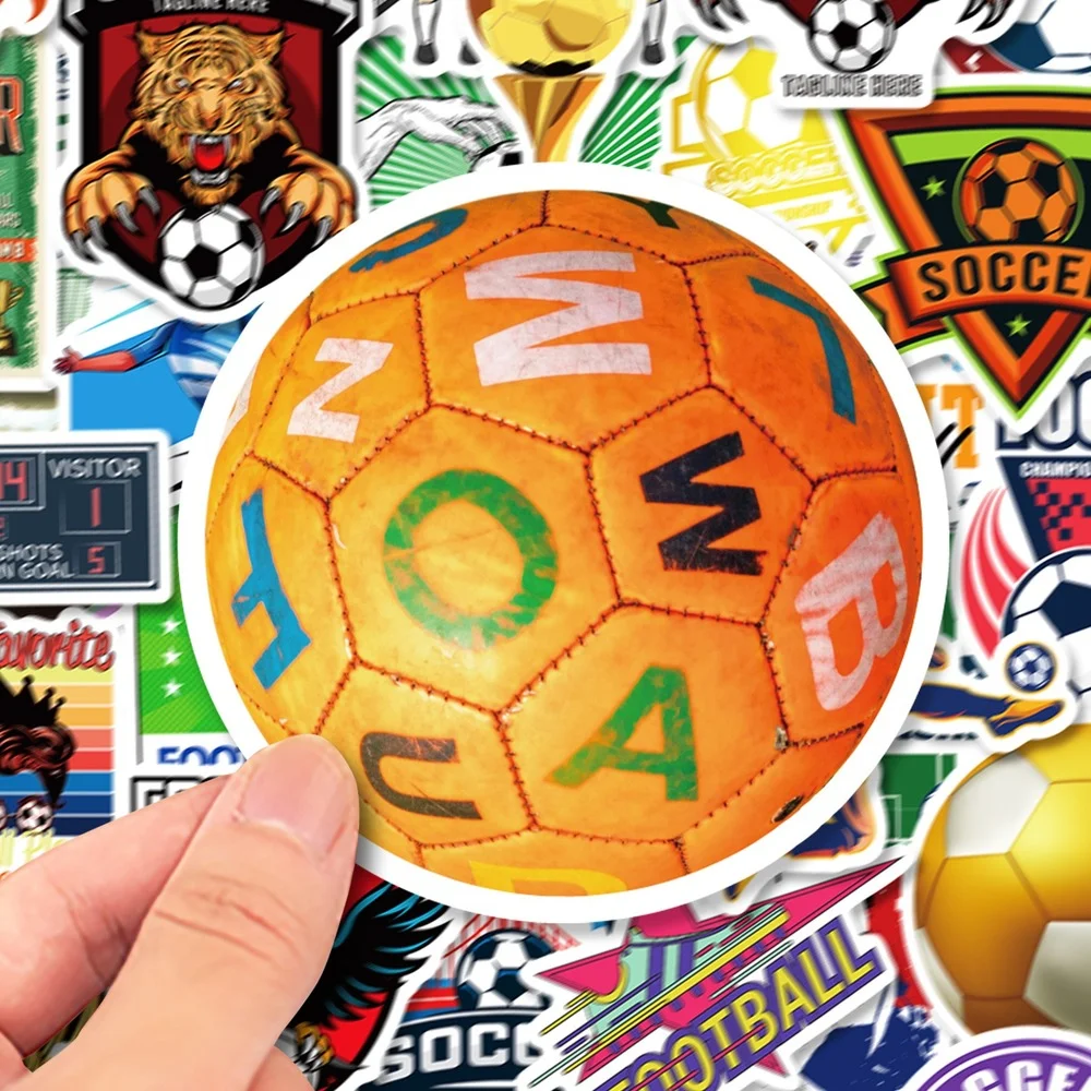 10/50pcs Football Stickers Graffiti Soccer Sports Vinyl Decal for Luggage Water Bottle Helmet Scrapbook Motorcycle Bicycle Car