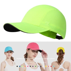 GADIEMKENSD gorra de correr para el día de la carrera para mujer, sombrero de malla de rendimiento, excelente ventilación, gorra de béisbol de seguridad reflectante ligera