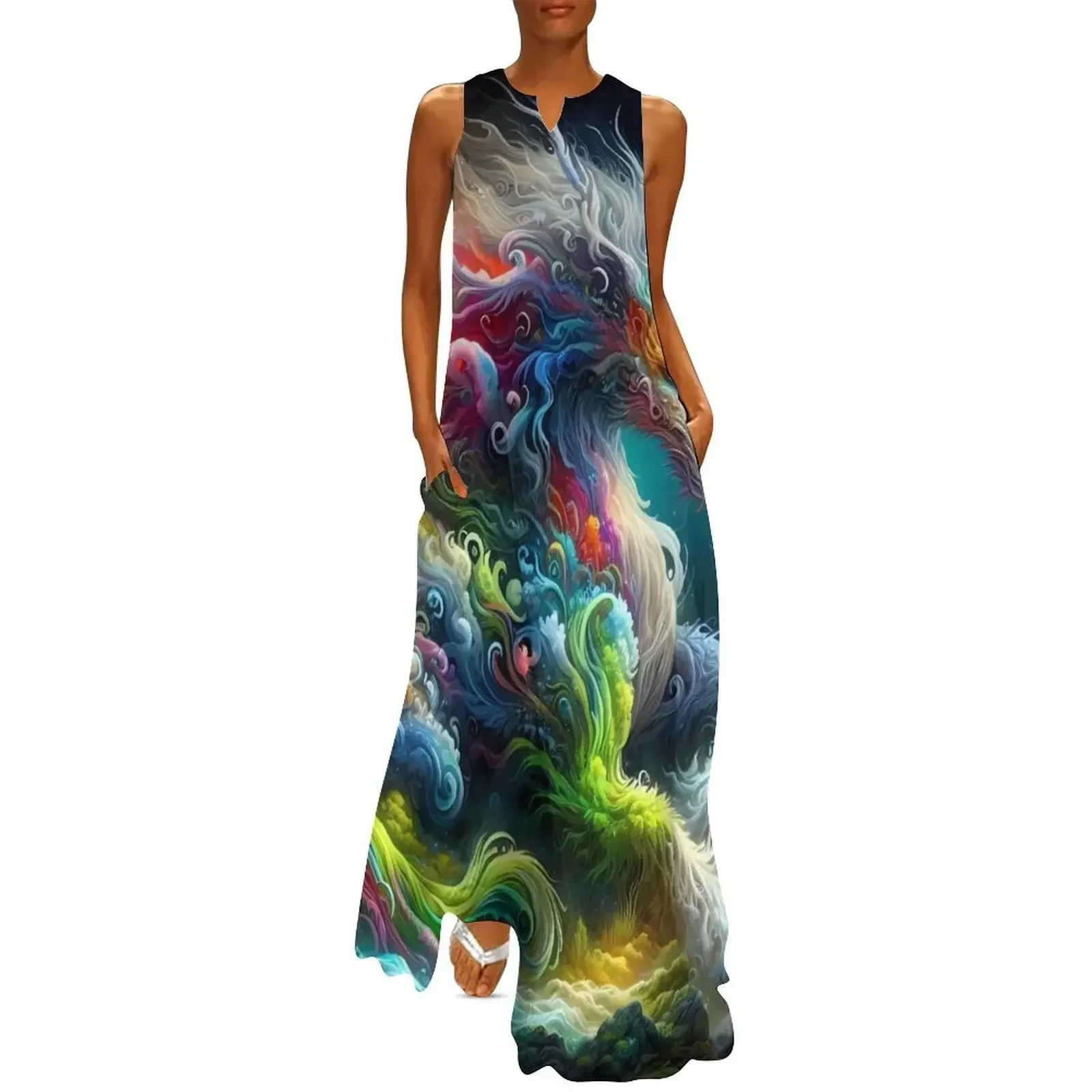 

Elemental Fusion: The Cosmic Dragon of Nature Long Dress women's summer clothing 2025 women dresses clothes Dress