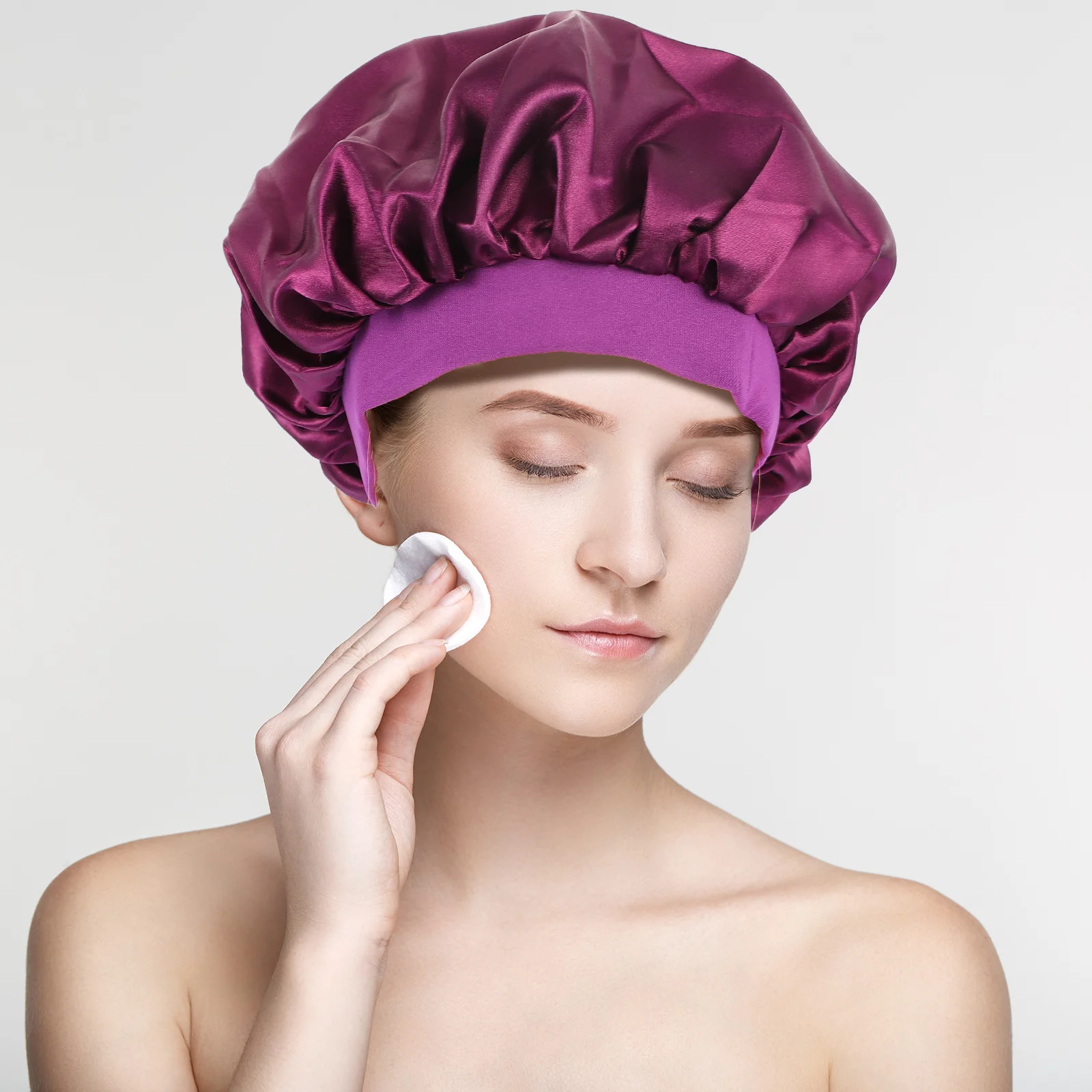 

2pcs High Elastic Satin Sleep Cap Wide Band Night Hair Wrap For Women Sleeping Hat Oil Treatment Deep Conditioning Gentle On