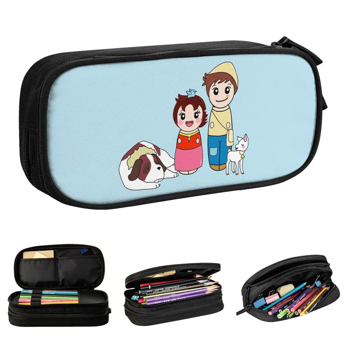 

Модные пеналы-косметички Kokeshis Heidi And Pedro Heidi Girl Of The Alps, пеналы для карандашей, держатели для ручек для студентов, большие сумки, офисные пеналы на молнии