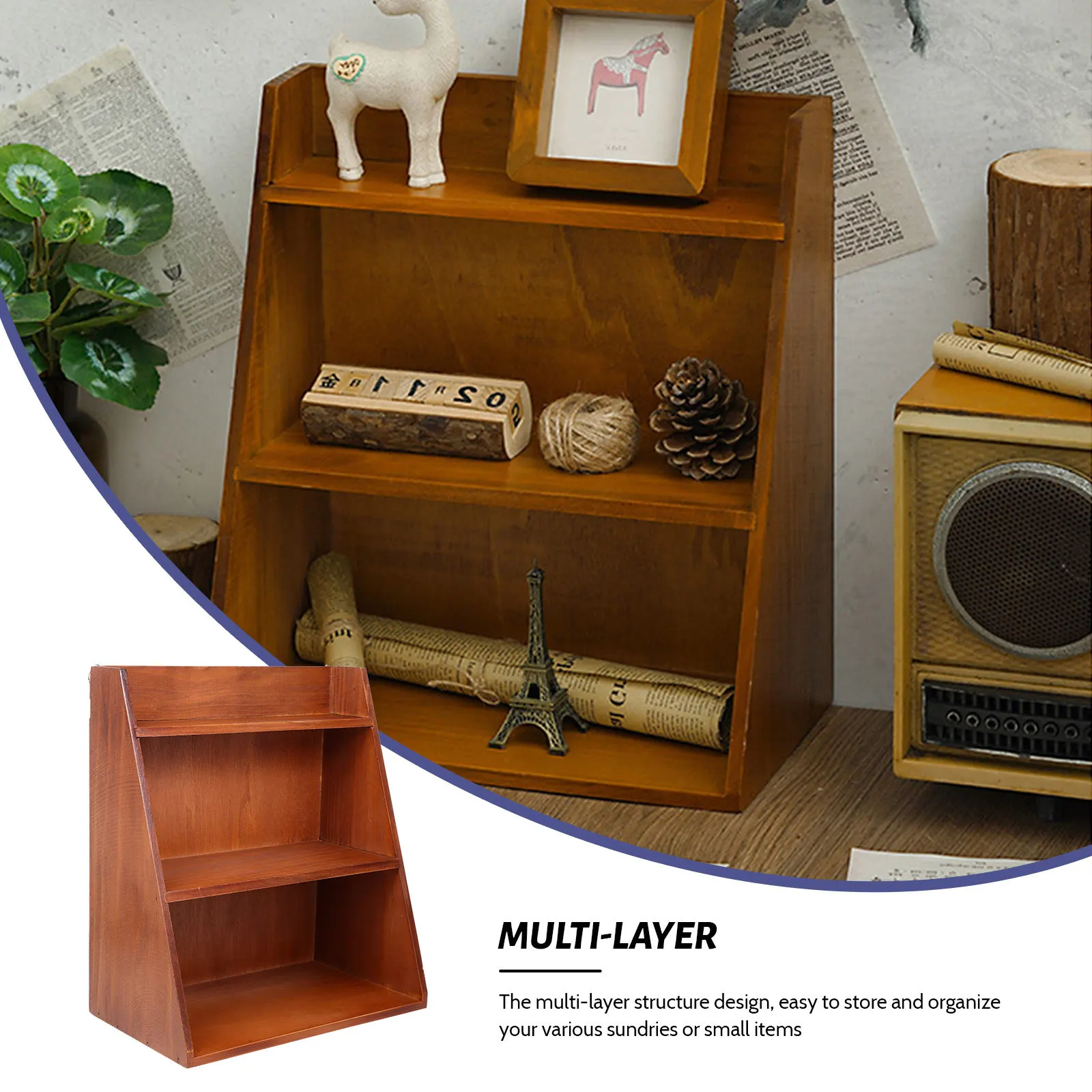 3-Tier Multi-Layer Wooden Multi-Layer Rack Desk Organizer For Home Office Sundries Storage Shelf Wooden Storage Holder