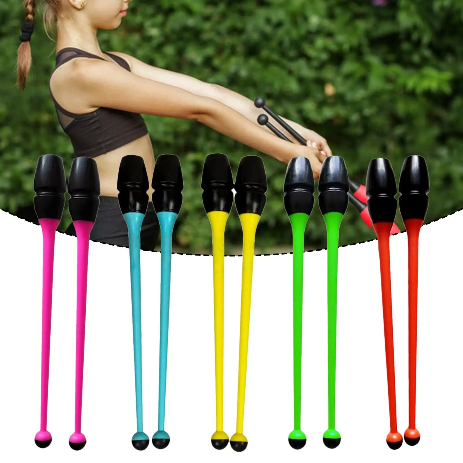 2x Gymnastics Sticks,Rubber,Tool,41cm Length Twirling Artistic Exercise Dance Gymnastics Training Equipment Connectable Rhytmic