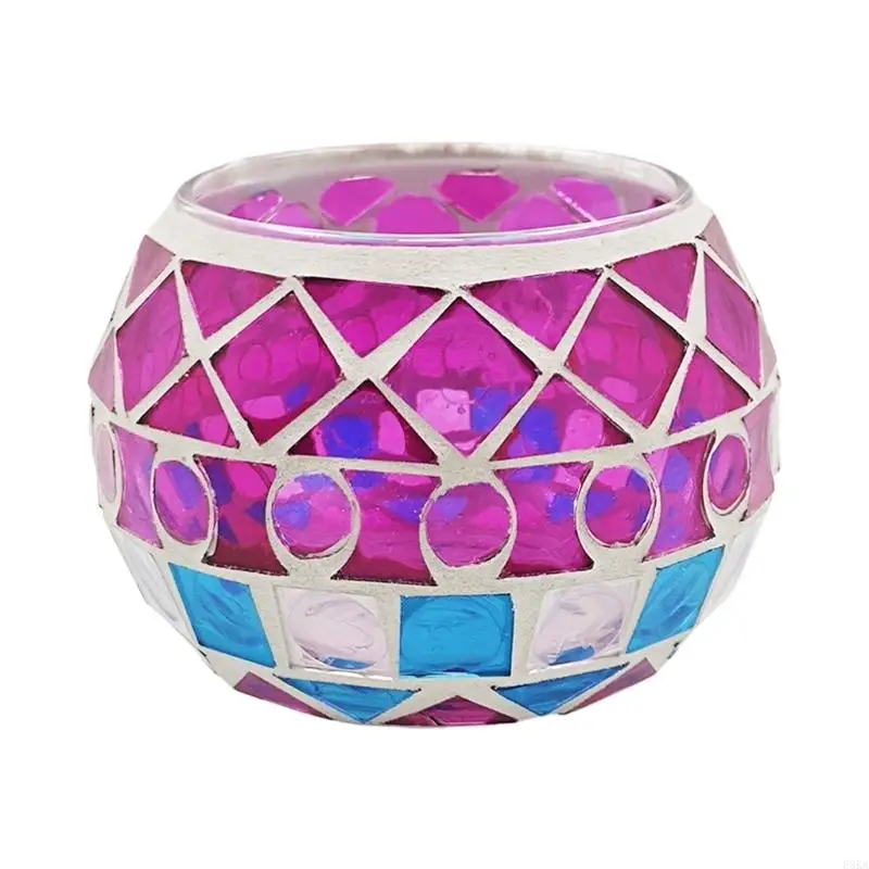 Artistic Glass Holders with Colorful Patchwork Beautiful Lights Effects