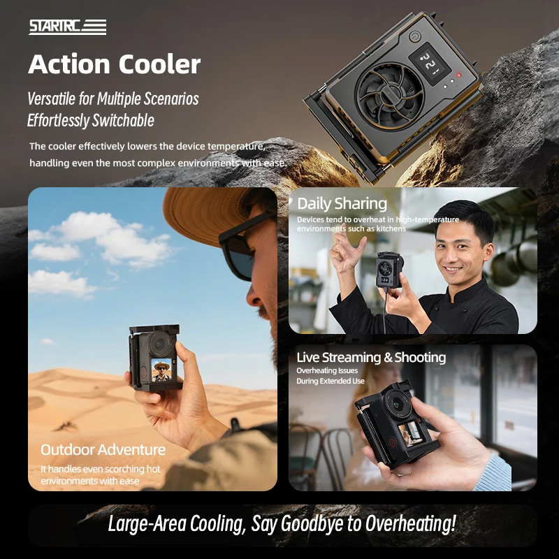 Kühlradiator für DJI Osmo Action 5 Pro/Action 4/3 Kamera-Zubehör, Ice Core Kühlventilator, 3-Gang-Einstellung mit Cold Shoe – Detail 11
