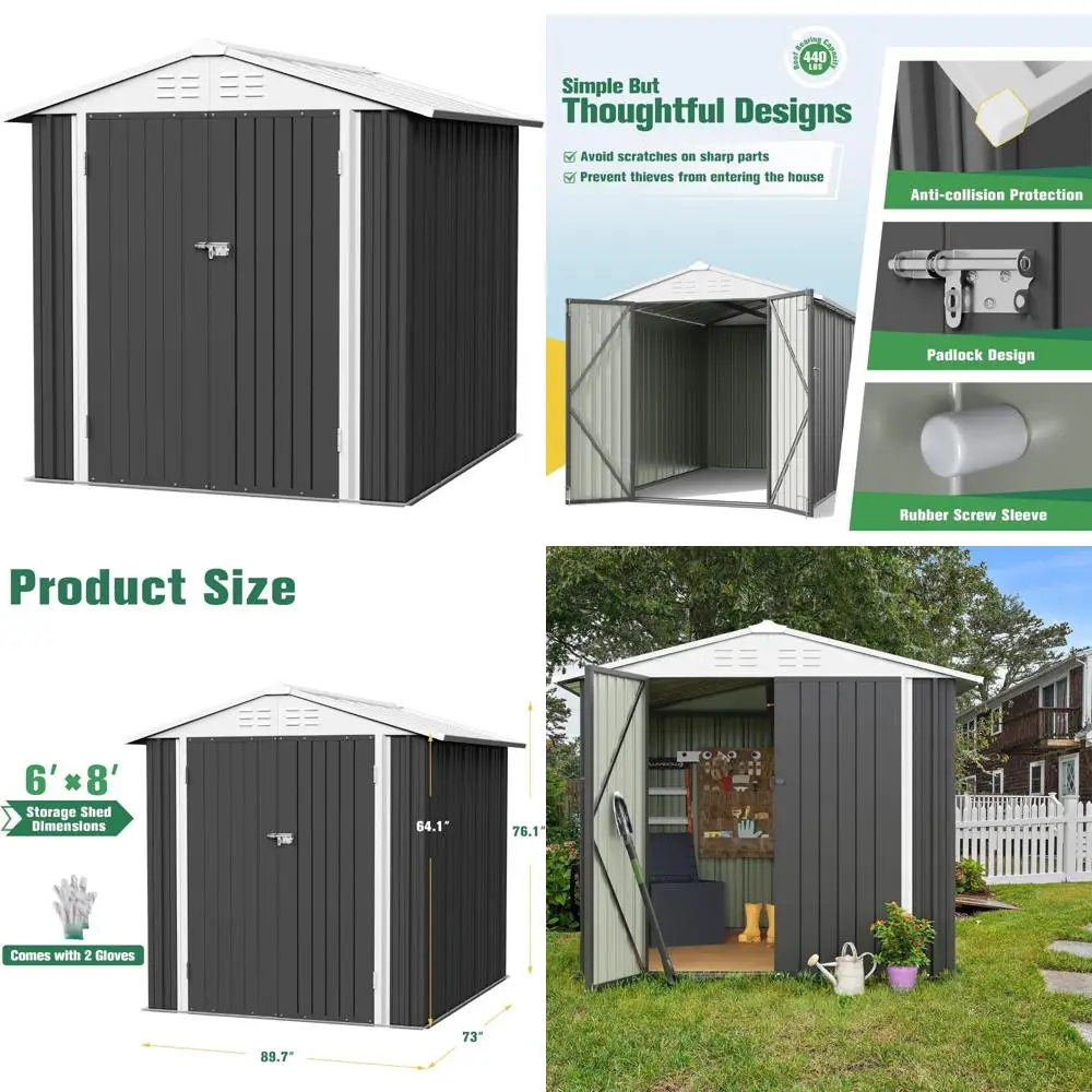 

Waterproof Metal Outdoor Storage Shed with Lockable Door for Garden Tools and Backyard Utility