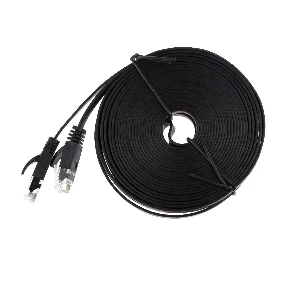 

Connector CAT6 Flat Ethernet Cable Durable Black Data Patch Wire for Smart TV Gaming Console
