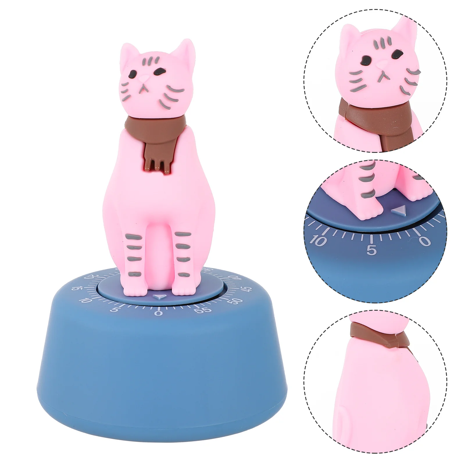 

Kitchen Timer Student Manager Wind Up Soft Rubber Household Countdown Cartoon Cat