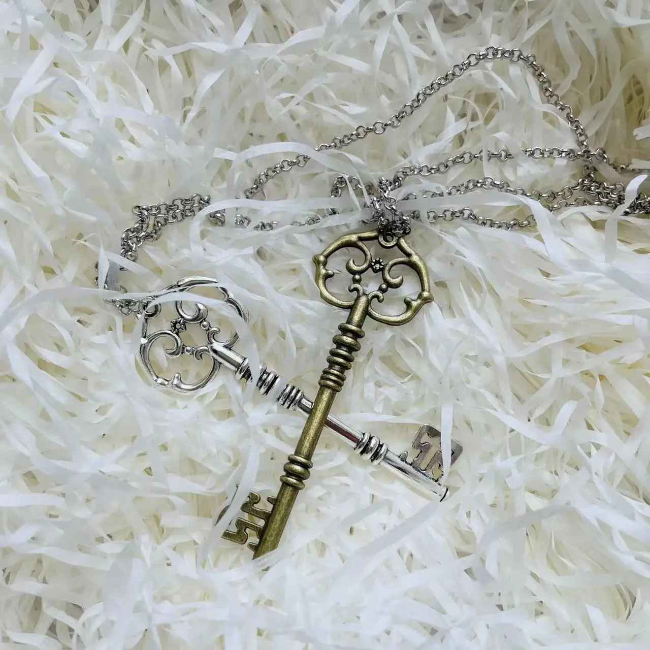fairy logo necklace magic bank pendant vintage key charm hollow design fashion jewelry halloween cosplay prop gift Halloween Cos