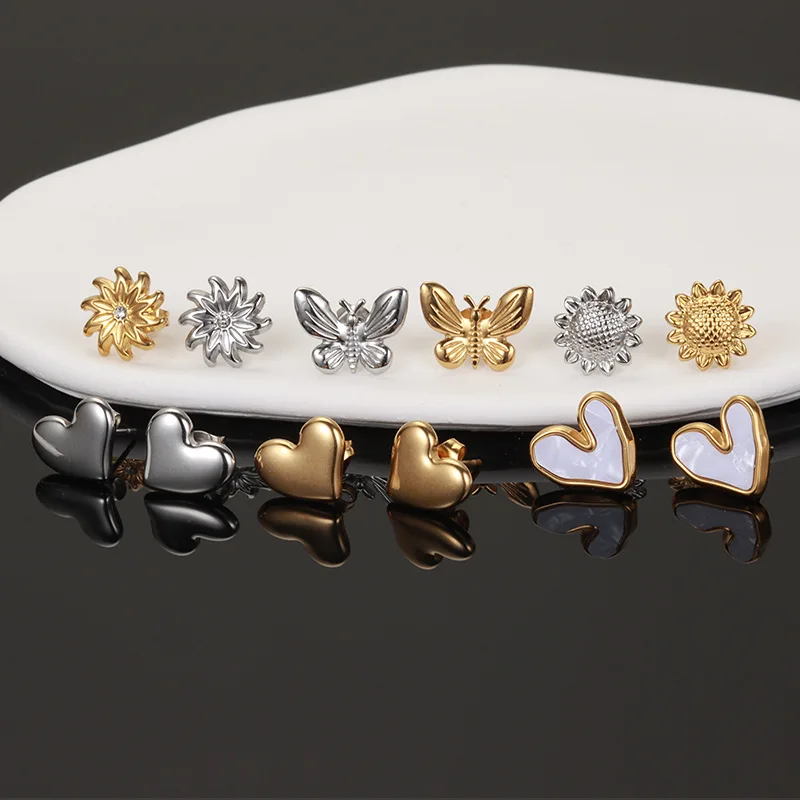 

Earrings for Women French Fancy Butterfly Love 18K Gold Ear Stud Stainless Steel Jewelry Female 2025 Gothic Korean Accessories