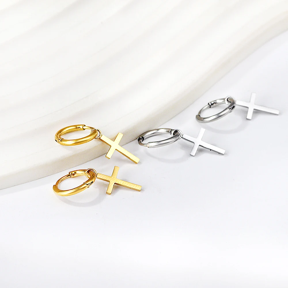 Fashionable and Stylish Women's Punk Cross Pendant Hoop Earr