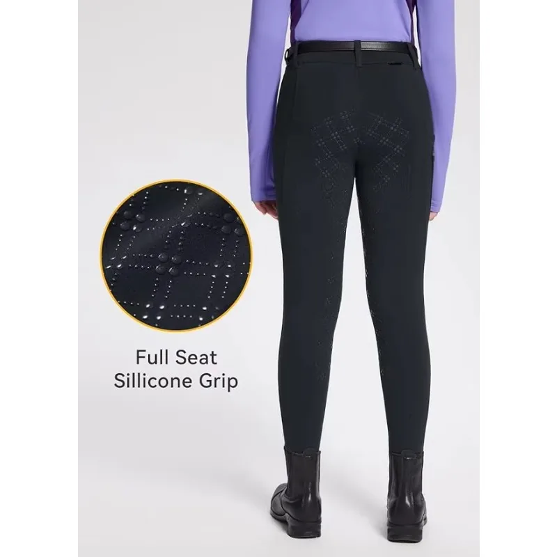 Girls Winter Riding Pants With Full Seat Silicone Jodhpurs For Kids Horseback Equestrian Zipper Pocket Tights Fleece Breeches view 2