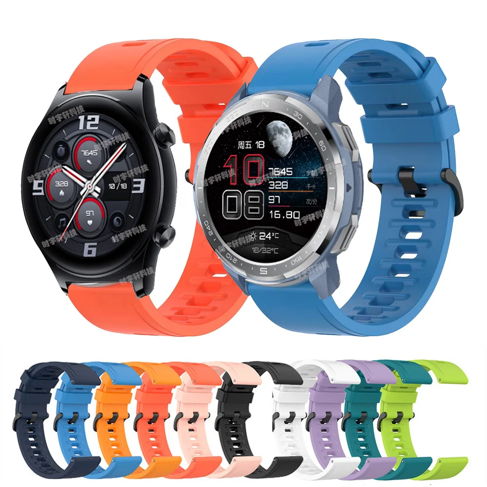 

For Honor Watch GS Pro Smart Strap 22mm Sport Silicone Bracelet For Honor Magic 1 2 46mm/GS 3/Huawei GT 2E Men Accessories Band