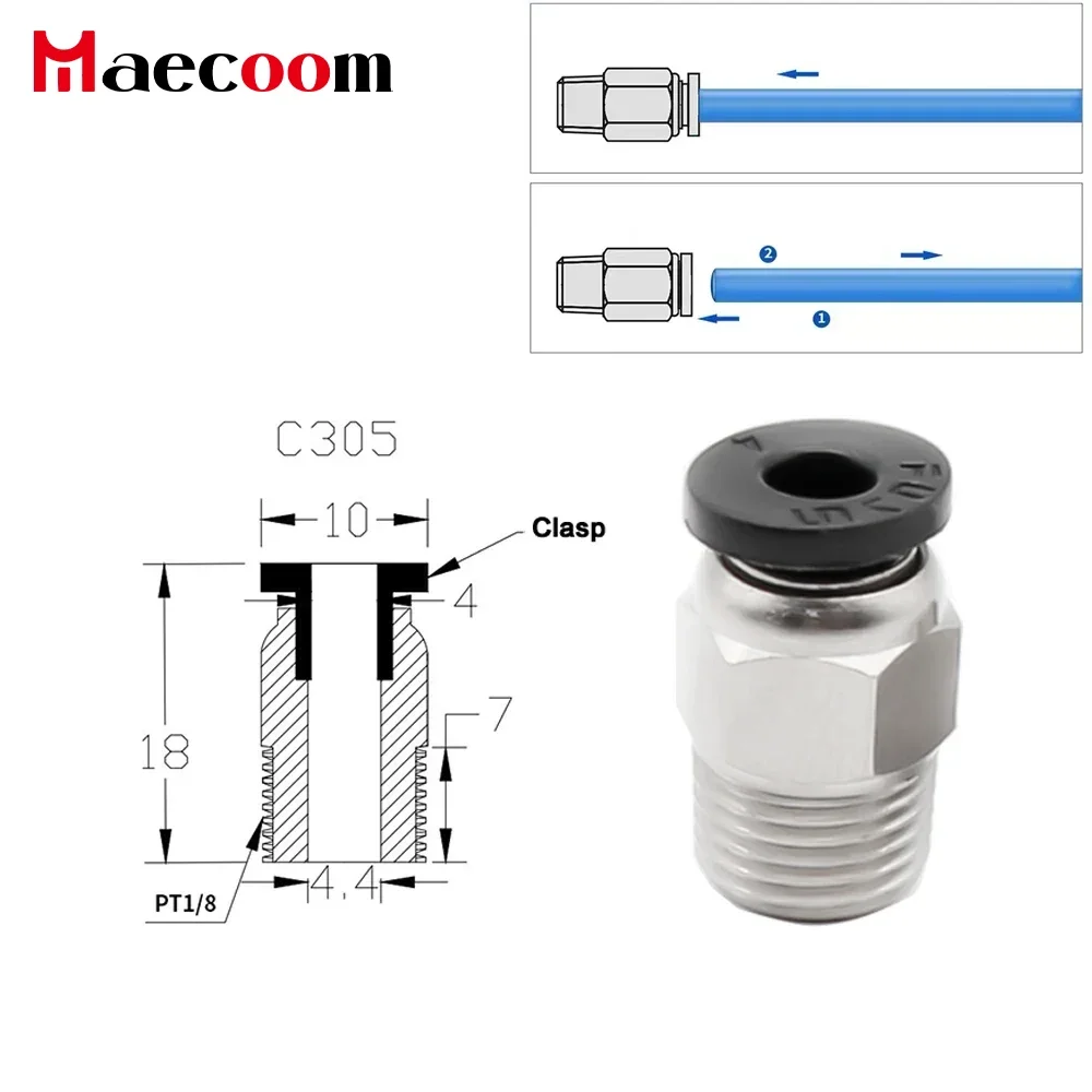 10/20pcs Pneumatic Connectors For 3D Printers Parts bowden Quick Jointer coupler 1.75/3mm Pipe pc4 m6 m10 fittings PTFE Tube 2/4