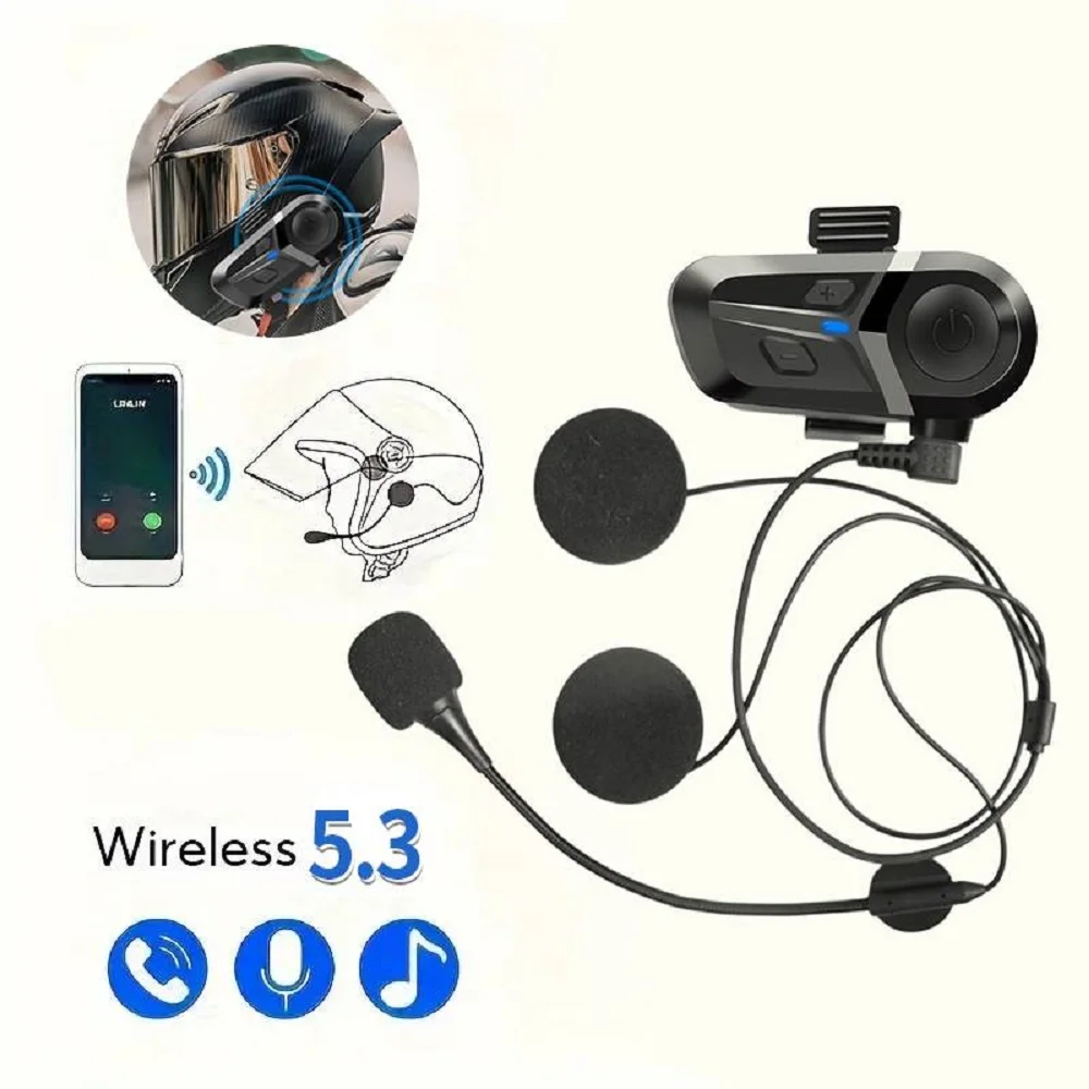 Bluetooth 5.3 Motorcycle Helmet Headset Waterproof Wireless Hands-free Call Phone Earphone Music Player for Moto Helmet