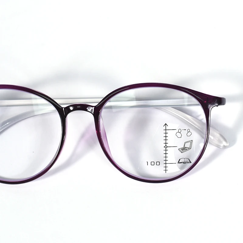 Lila Farbe Progressive Multifokale Lesebrille Damen Ultraleichter runder Rahmen Tragen Sie leicht für Frauen TR90 +125 + 175 + 225 – Detail 11
