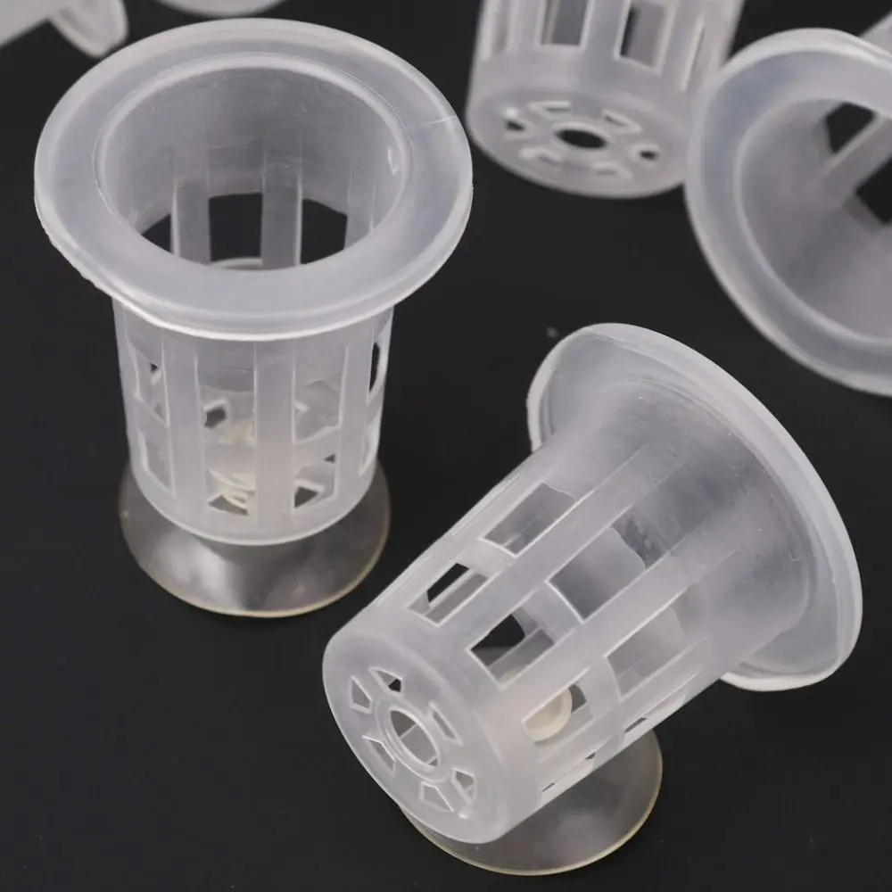 10Pcs Transparent Plant Hydroponic Pot Plastic with Suction Base Aquarium Planting Cups Water Grass Growth Pots