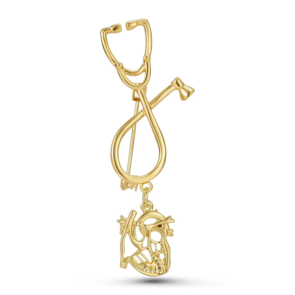 Hanreshe Heart Pin Charm Pendant Design Brooch Medical Cardiology Jewelry for Doctor Nurse Cardiologist Lapel Badge