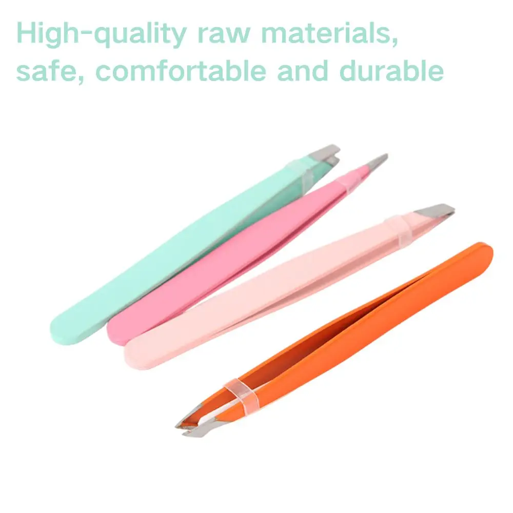 眉毛ピンセットセット 4 個カラフルなステンレス鋼斜め先端精密脱毛プロの美容ツール