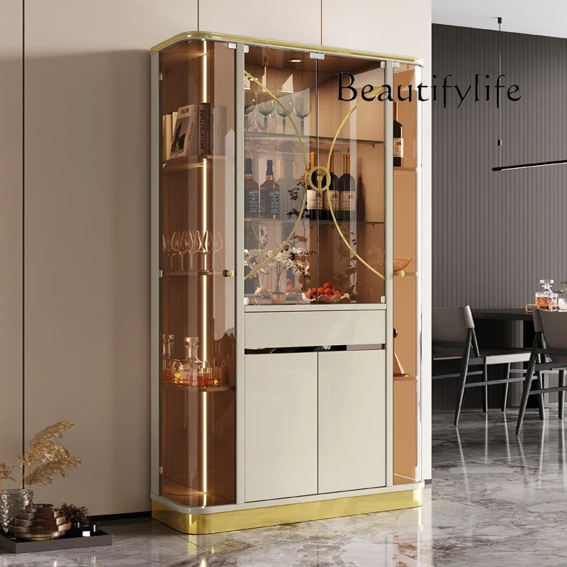 

integrated wall storage fashion Wine cabinet modern simple high-end light luxury glass door display home