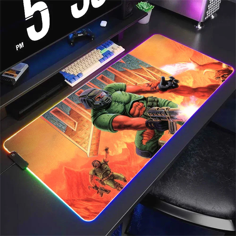 1PC Doom Floor Mat XXL RGB Gaming Mouse Pads HD Black Gamer Accessories Large LED