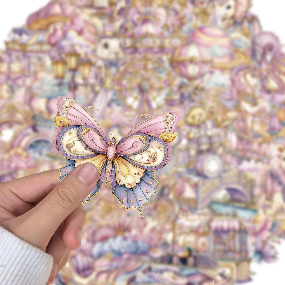 

10/30/50pcs Dreamy Fairy Tale Amusement Park Stickers Transparent Cute Cartoon Decals Stationery Guitar Phone Creative Sticker