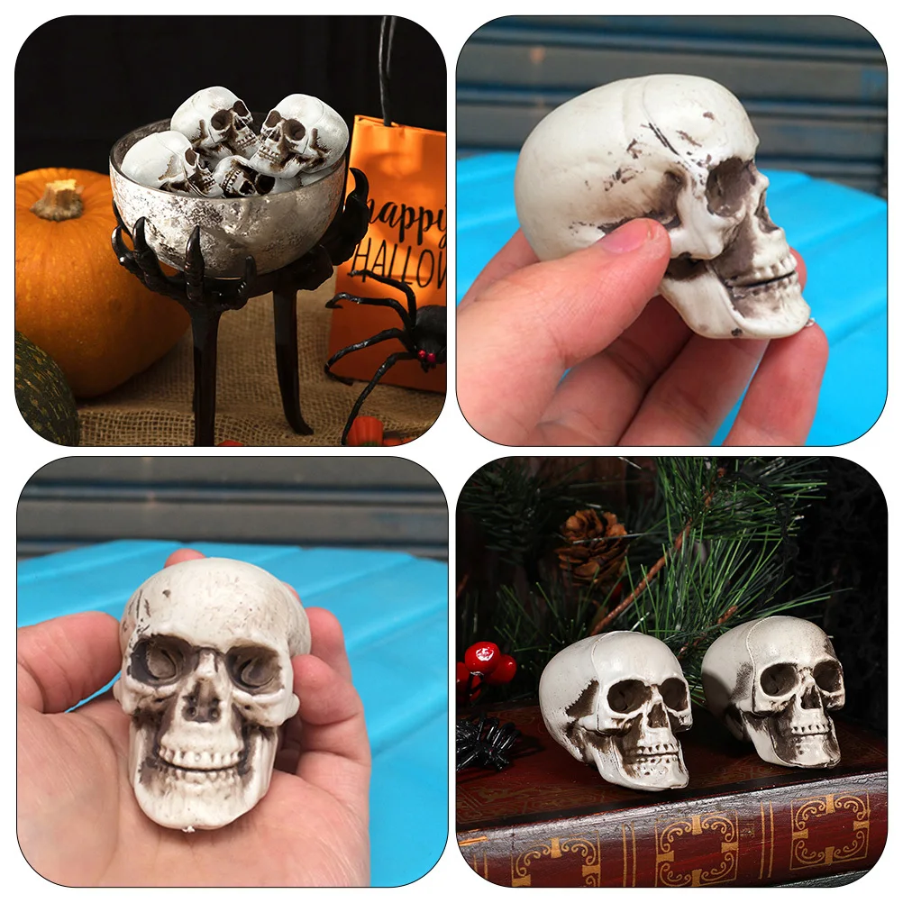 

8Pcs Small Skulls Halloween Decor Plastic Skull Charms Mini Heads Party Accessories Fake Skull Decorations Scary Props