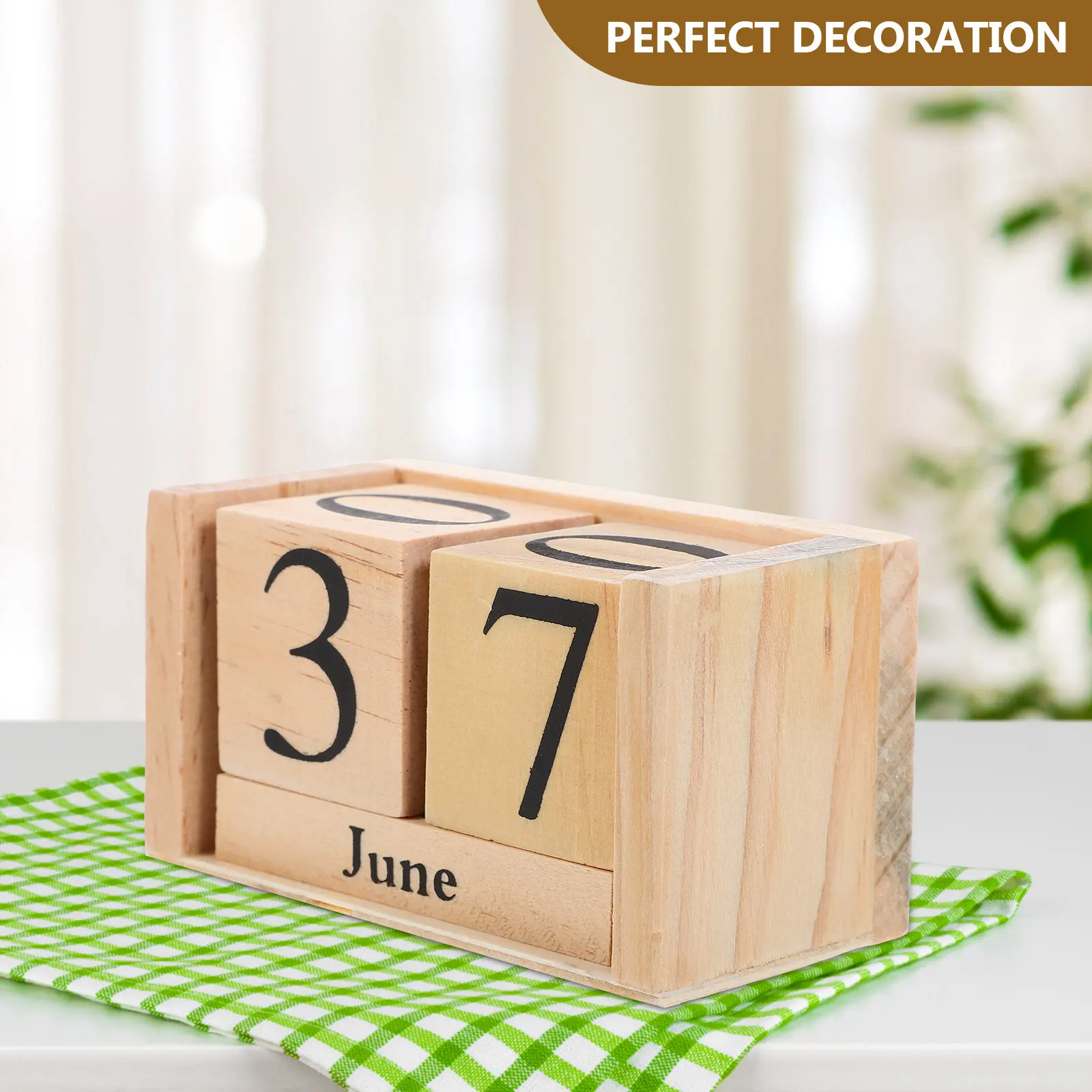 

Wooden Block Desk Calendar European Style Elegant Perpetual Table Calendar Office Desktop Use Office Supply Home Supply