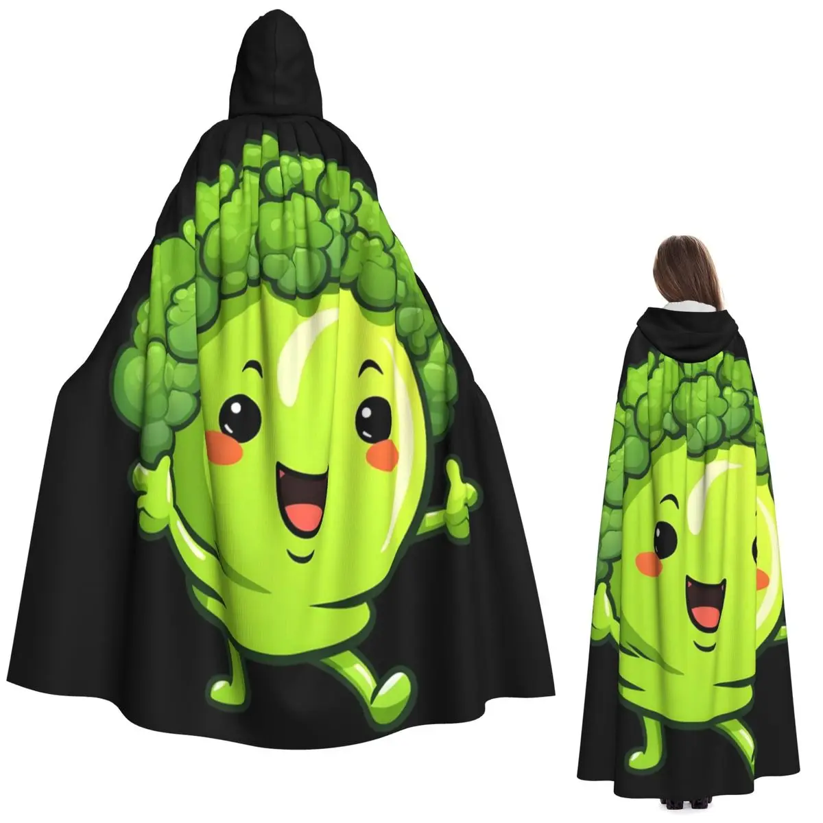 لطيف ملون Kawaii البروكلي الرقص طويل مقنعين عباءة الساحرة القرون الوسطى زي تأثيري كيب هالوين مصاص دماء الكبار للجنسين