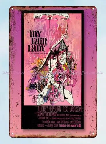 1964 My Fair Lady Audrey Hepburn Rex Harrison metal tin sign room wall decor