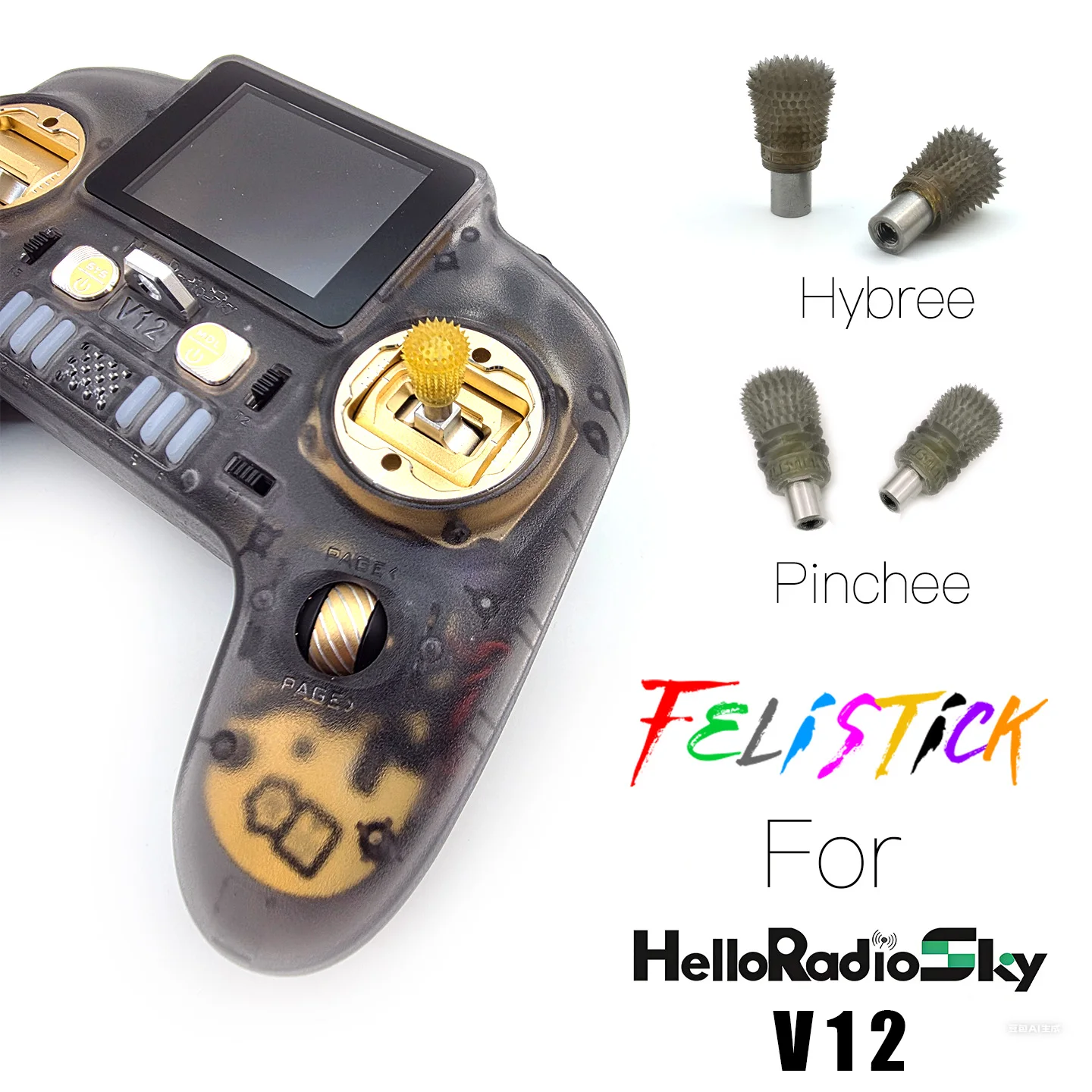 FeliStick Hybree/Pinchee Rocker Cap Joystick Lever FPV Gimbal Stick Ends for HelloRadio Sky V12 Controller Drone Accessories