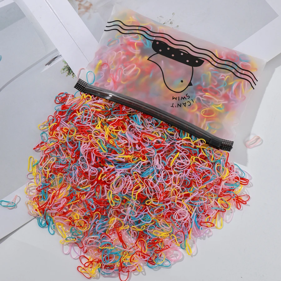 500 Stück schwarze transparente Einweg-Gummi-Haarbänder für Mädchen und Kinder, Pferdeschwanz-Halter, Stirnbänder, Haarschmuck für Kinder – Detail 12