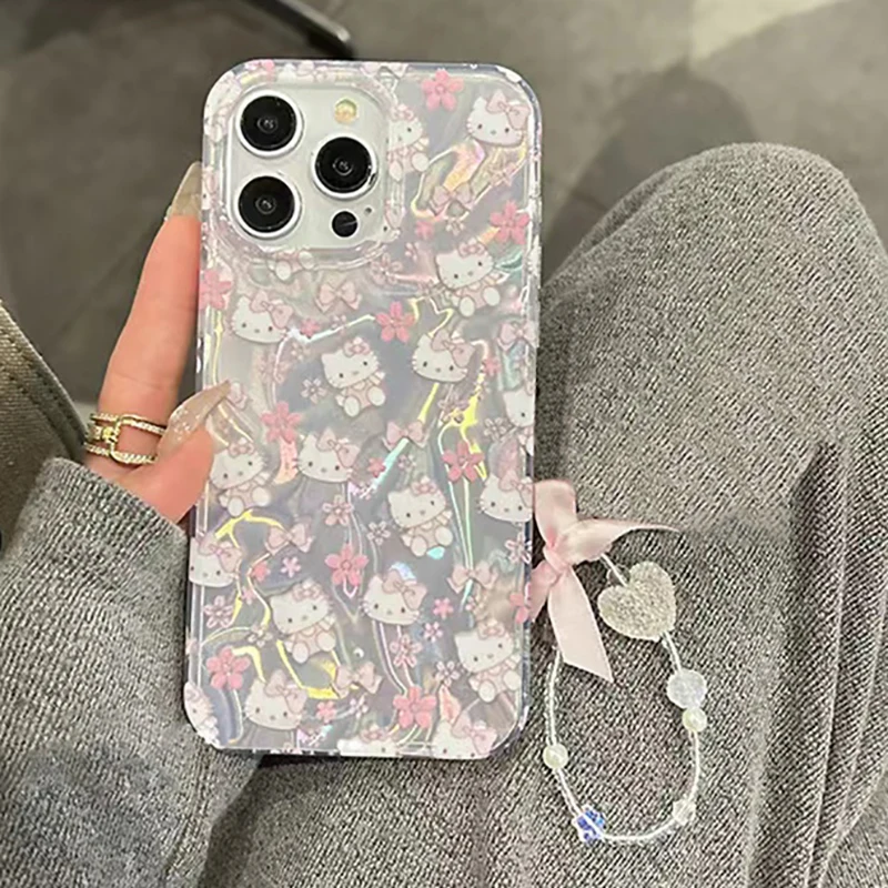 Cartoon Hello Kitty Sakura Case For Vivo V30 V27E V25E V40 Pro V29 Lite V30E Y56 Y38 Y22 Y35 Y22S Y31 Y33 Y51 Y78 5G Cover Cases