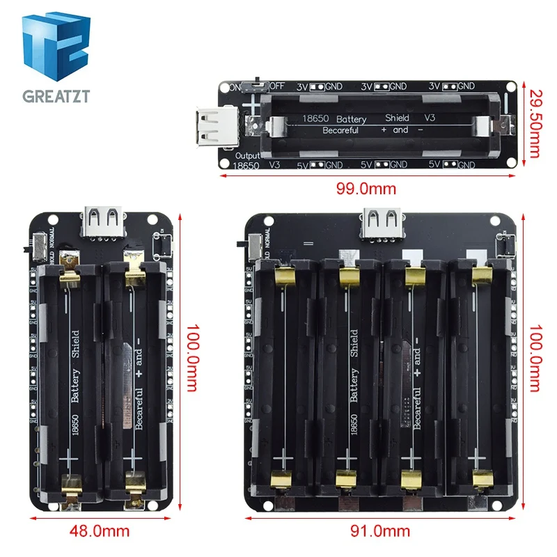 Two Voltage 18650 Lithium Battery Shield V8 Mobile Power Expansion Board Module 5V/3A 3V/1A Micro USB For Arduino ESP32 ESP8266