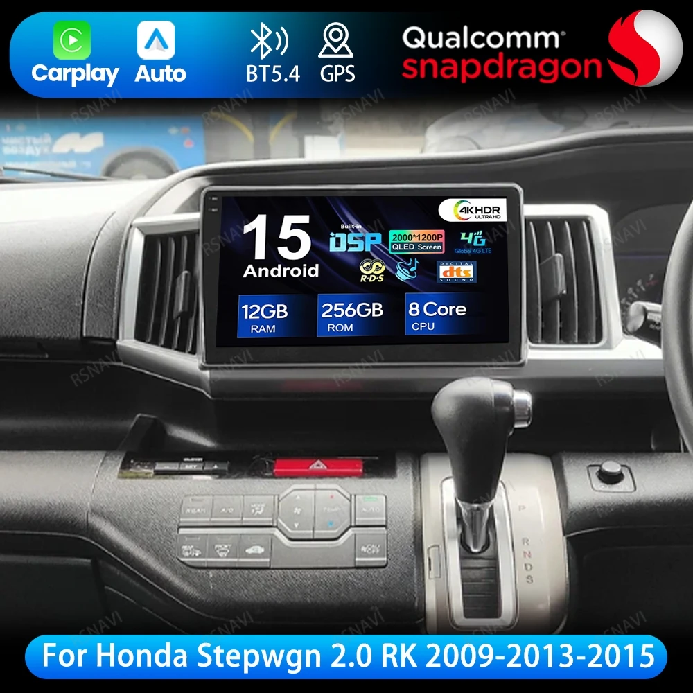 Android 15 For Honda Stepwgn 2.0 RK 2009-2013-2015 DSP Wireless Carplay Auto Autoradio Stereo BT Viedo Player Car Radio 5G WIFI