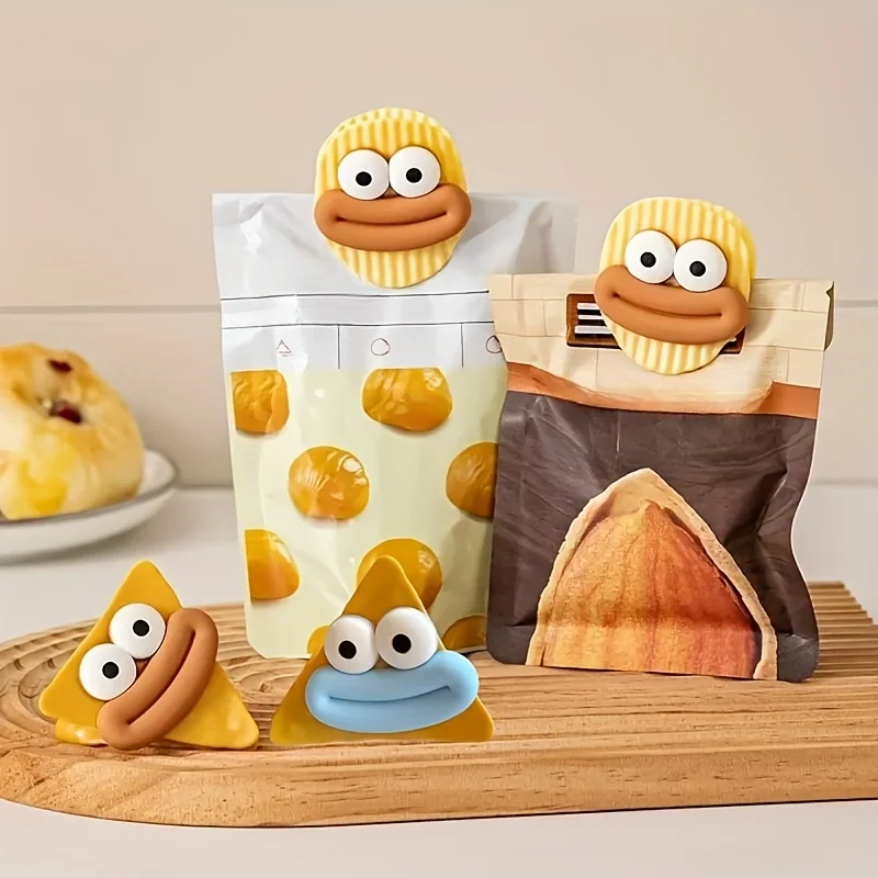 Funny Big Mouth Ugly Cartoon Potato Chip Sealing Clip Set, Snack Bag Sealer, Kitchen Storage & Stationery Paper Clip